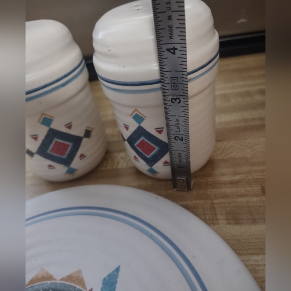Treasure Craft Pueblo Southwestern Salt Pepper Shakers+Snack Server Made In USA - Picture 6 of 8
